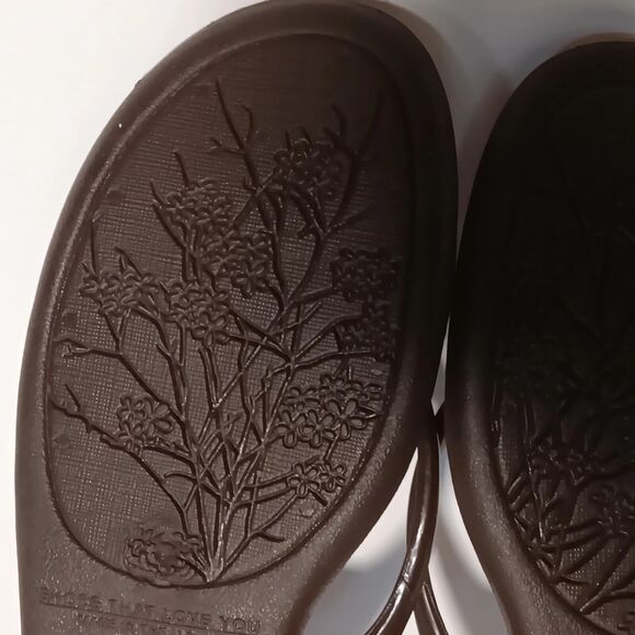 OKAb Wedge Flip Flops Okabashi Women's Sz 10 Thong Sandals Flowers Vegan Peasant - Picture 6 of 16